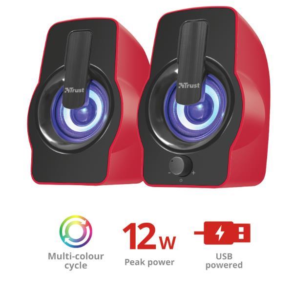 Gemi RGB 2.0 Speaker Set - red